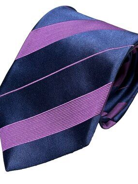 ETON Tie 100% Silk Purple Striped Made in England - Woven - 3.25"